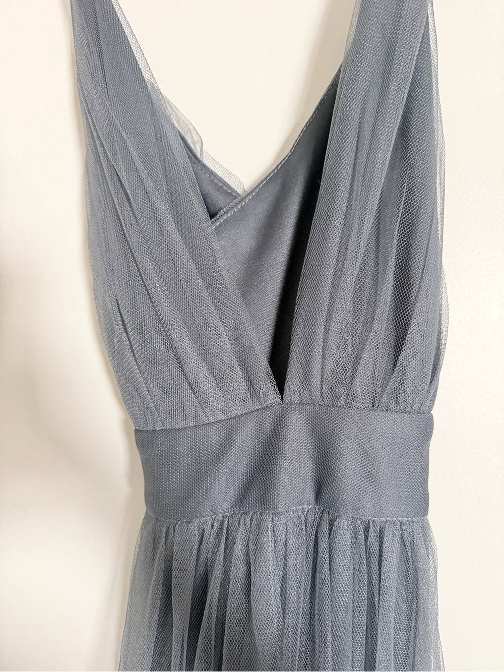 NEW Luxxel Sleeveless V-Neck Tulle Maxi Dress in Dusty Gray